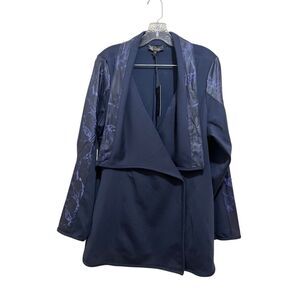 DG2 Diane Gilman Coated Pointe Combo Shawl Collar   Jacket Marble-patterned Trim